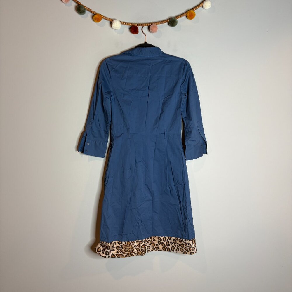Theory blue collared button down leopard accent s… - image 5